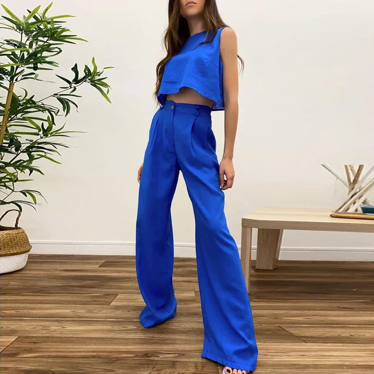Streetwear Cotton Linen O-Neck Tank Summer Crop Top Fashion 2 Pieces Sets Elastic Waist Wide Leg Pants Suits Women Casual
Streetwear Cotton Linen O-Neck Tank Summer Crop Top Fashion 2 Pieces Sets Elastic Waist Wide Leg Pants Suits Women Casual