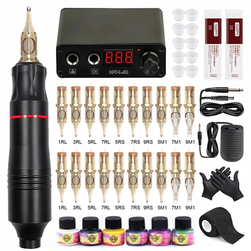 Complete Tattoo Kits Professional Permanent Make-up Rotary Tattoo Machine Set Rotary Tattoo Machine with Cartridges Needles Sets
Complete Tattoo Kits Professional Permanent Make-up Rotary Tattoo Machine Set Rotary Tattoo Machine with Cartridges Needles Sets