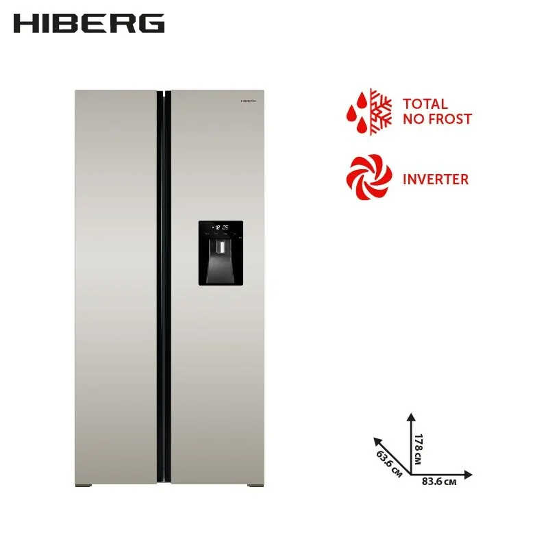 Холодильник HIBERG RFS 484DX NFH INVERTER Side-by-Side отдельностоящий Total No Frost инвертор 472 л объем