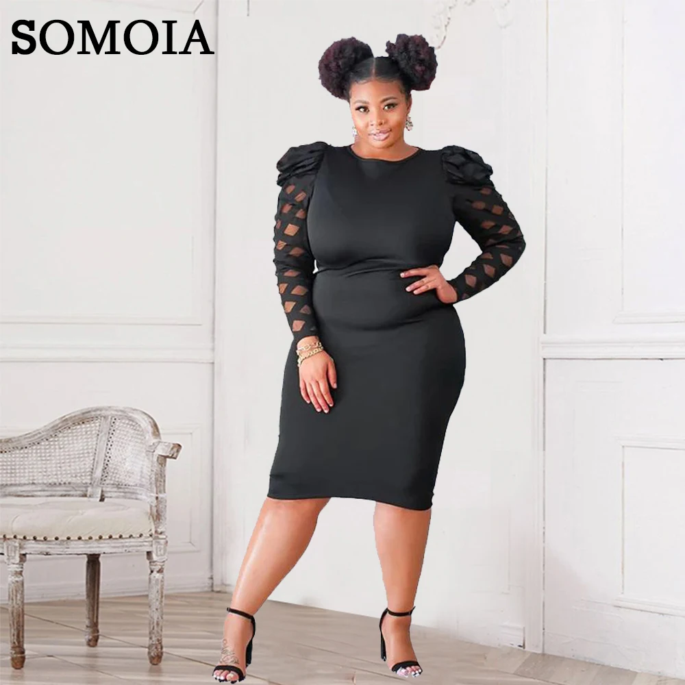 SOMOIA Plus Size Pile Up Long Sleeve Bumped Mesh Hollow Slim Dress Fashion Black Casual Skirt Dresses Wholesale Dropshipping
SOMOIA Plus Size Pile Up Long Sleeve Bumped Mesh Hollow Slim Dress Fashion Black Casual Skirt Dresses Wholesale Dropshipping