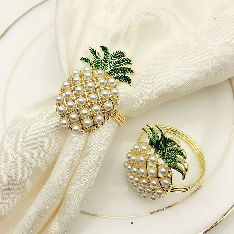 Fashion-6Pcs Cute Napkin Rings Pineapple Shape Pearl Beaded Shining Gold Christening Bangle Metal Wedding Gift Party Supplies
Fashion-6Pcs Cute Napkin Rings Pineapple Shape Pearl Beaded Shining Gold Christening Bangle Metal Wedding Gift Party Supplies