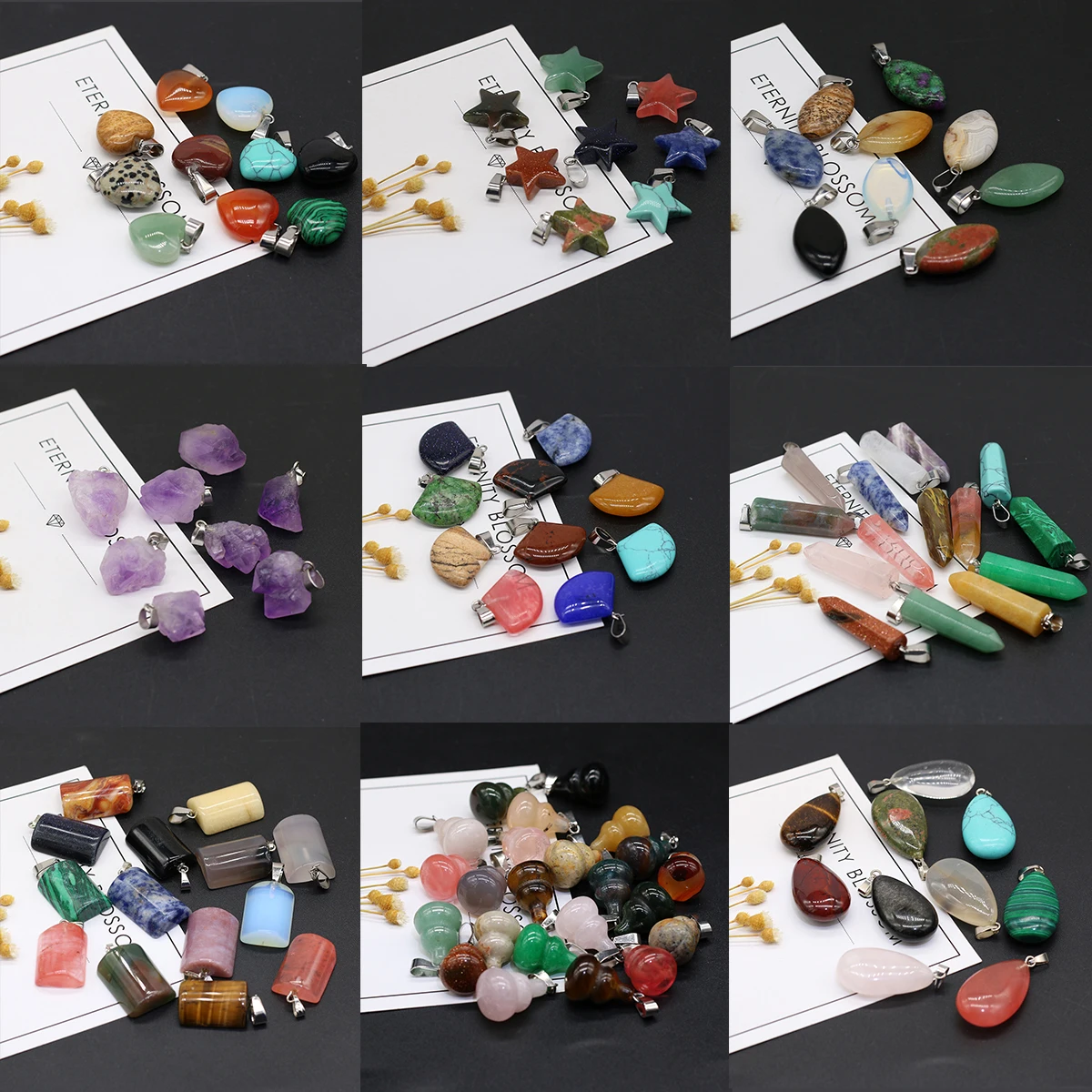 6Pcs Fine Natural Stone Pendant Star Heart Irregular Drop Shape Exquisite Charms For Jewelry DIY Necklace Bracelet Making Random
6Pcs Fine Natural Stone Pendant Star Heart Irregular Drop Shape Exquisite Charms For Jewelry DIY Necklace Bracelet Making Random
