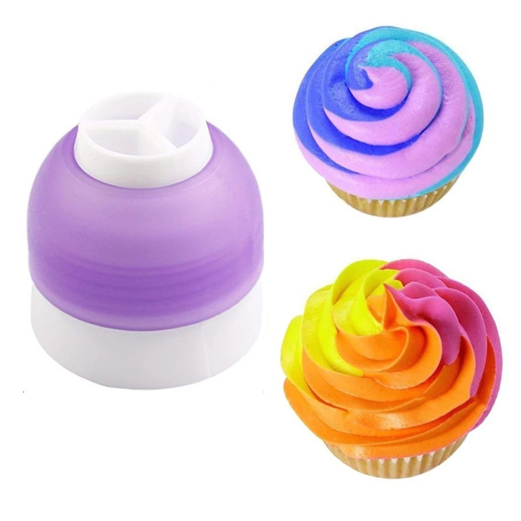 

3-Color Icing Piping Bag Russian Nozzle Converter Coupler Cake Cream Pastry Bag Nozzle Adapter For Cupcake Fondant Cookie