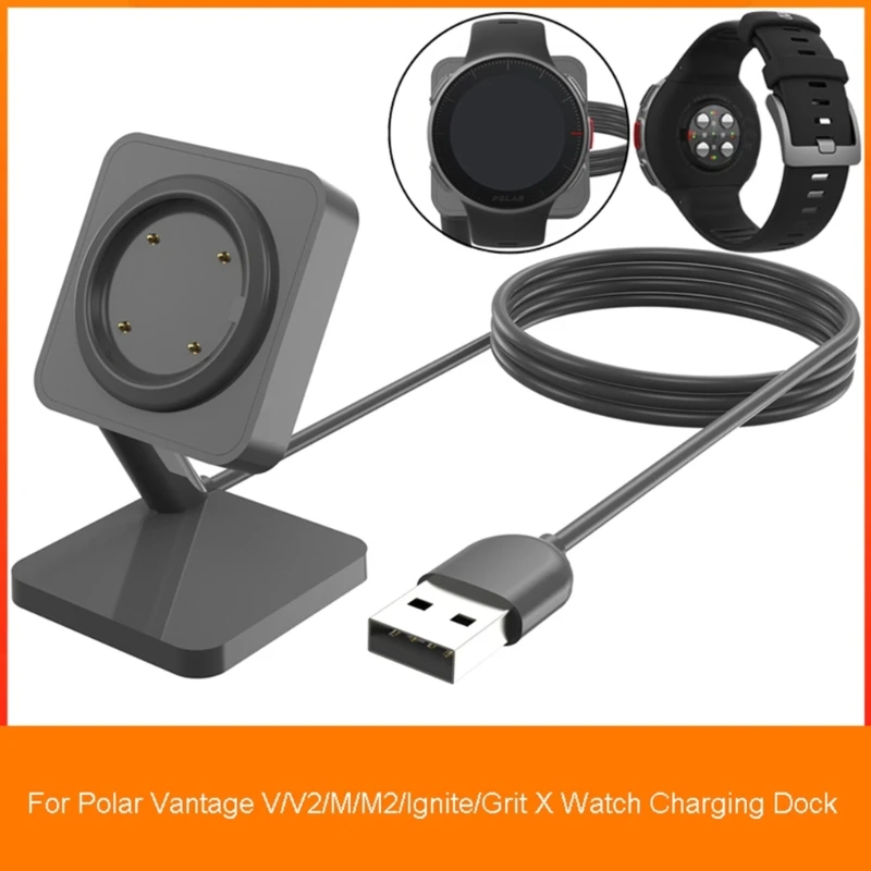 

Smartwatch Charger Stable Dock Rack Bracket Compatible for Polar-Vantage V2/M2 Charging Cable Holder Power Adapter Base F19E