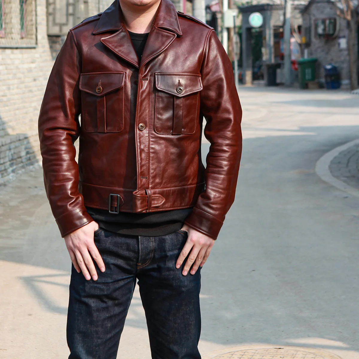 SDCP37 Super Top Quality Slim Fitting Heavy 1.2mm Genuine Japan Hyogo Veg Tanned Cow Leather Classic Stylish Jacket 2KG
SDCP37 Super Top Quality Slim Fitting Heavy 1.2mm Genuine Japan Hyogo Veg Tanned Cow Leather Classic Stylish Jacket 2KG