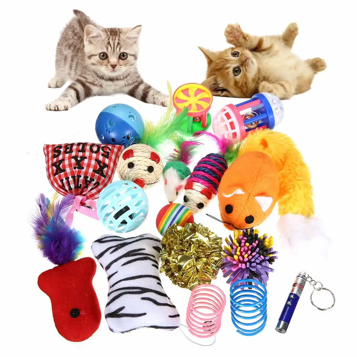 24 pcs Pet Cat toys Set Feather Teaser Wand Catnip Toys Ball Rings cats Relaxing Entertainment interactive Toy Cat Supplies
24 pcs Pet Cat toys Set Feather Teaser Wand Catnip Toys Ball Rings cats Relaxing Entertainment interactive Toy Cat Supplies