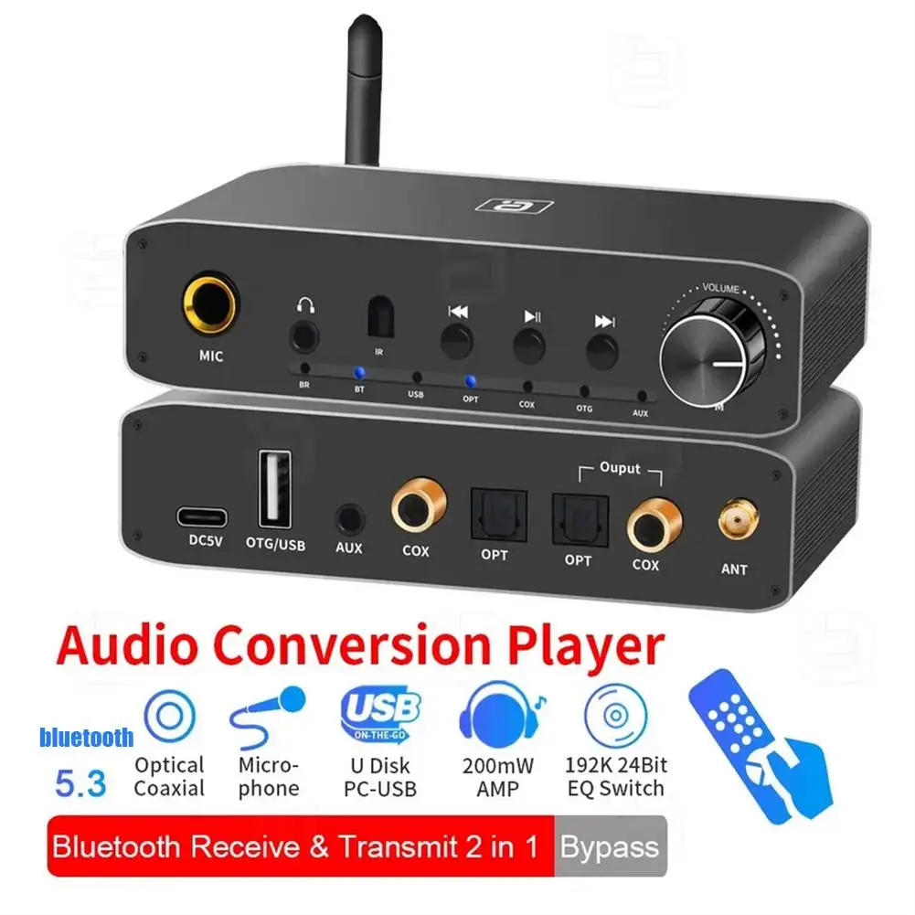 DA310D V5.3 Receiver Transmitter Coaxial Optical Bypass Digital To Analog Audio Converter Aux Jack PC-USB AUX Multi-mode Input
DA310D V5.3 Receiver Transmitter Coaxial Optical Bypass Digital To Analog Audio Converter Aux Jack PC-USB AUX Multi-mode Input