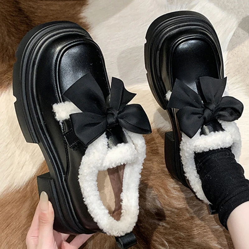 Bow Loafers Flats Trend Platform Women Shoes Winter New 2024 Short Plush Round Toe Lolita Student JK Uniform Casual Femme Boots
Bow Loafers Flats Trend Platform Women Shoes Winter New 2024 Short Plush Round Toe Lolita Student JK Uniform Casual Femme Boots