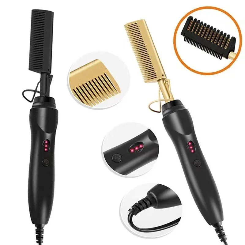 

2 in 1 Hot Comb Hair Straightener Flat Irons Straightening Brush Heating Comb Hair Straight Styler Hair Curler peigne chauffant