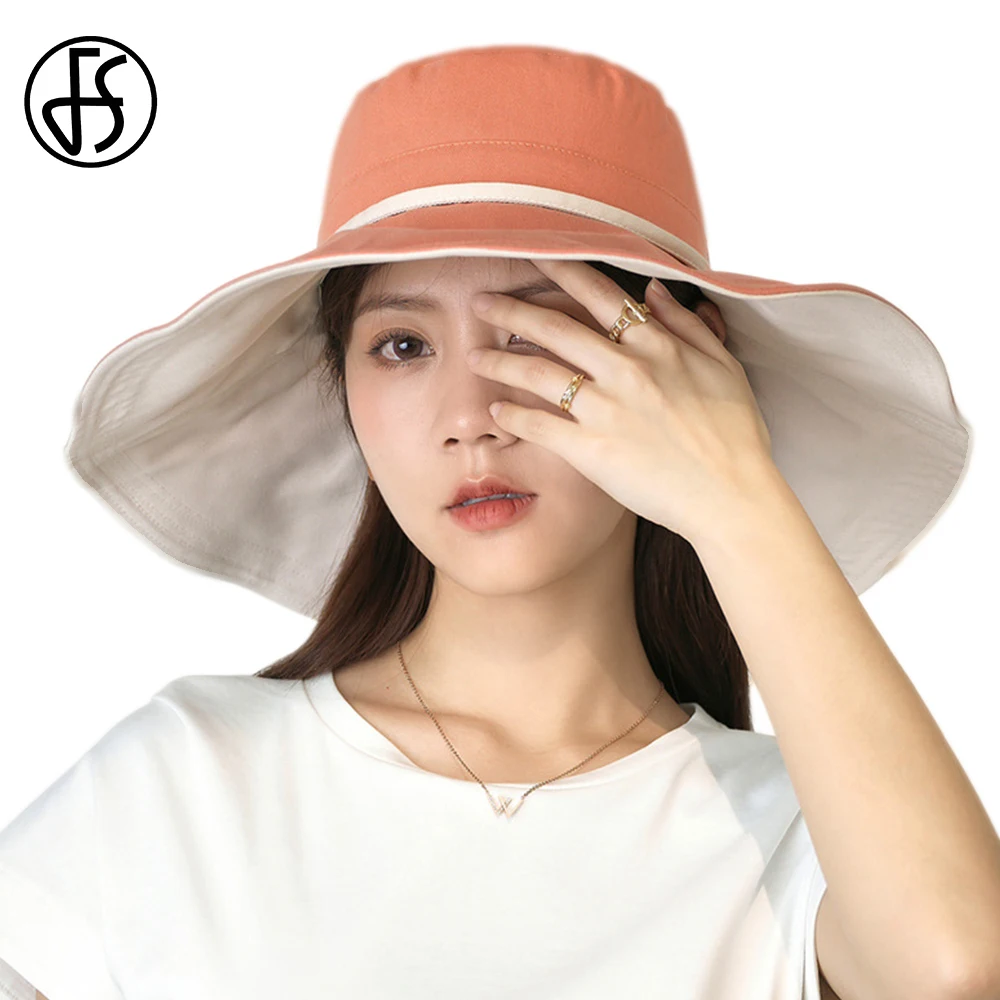 

FS Summer Fisherman Visor Hats For Women Sun Protection Sun Hat Flat Wide Brim Casual Foldable Sunshade Cap Fedora Chapeau Femme
