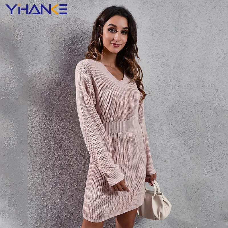 Temperament Slim V Neck Long Sleeve Knitted Dress Women Belt Wrap Hip Slim High Waist Wild Sweater Ladies Harajuku Dress 
Temperament Slim V Neck Long Sleeve Knitted Dress Women Belt Wrap Hip Slim High Waist Wild Sweater Ladies Harajuku Dress