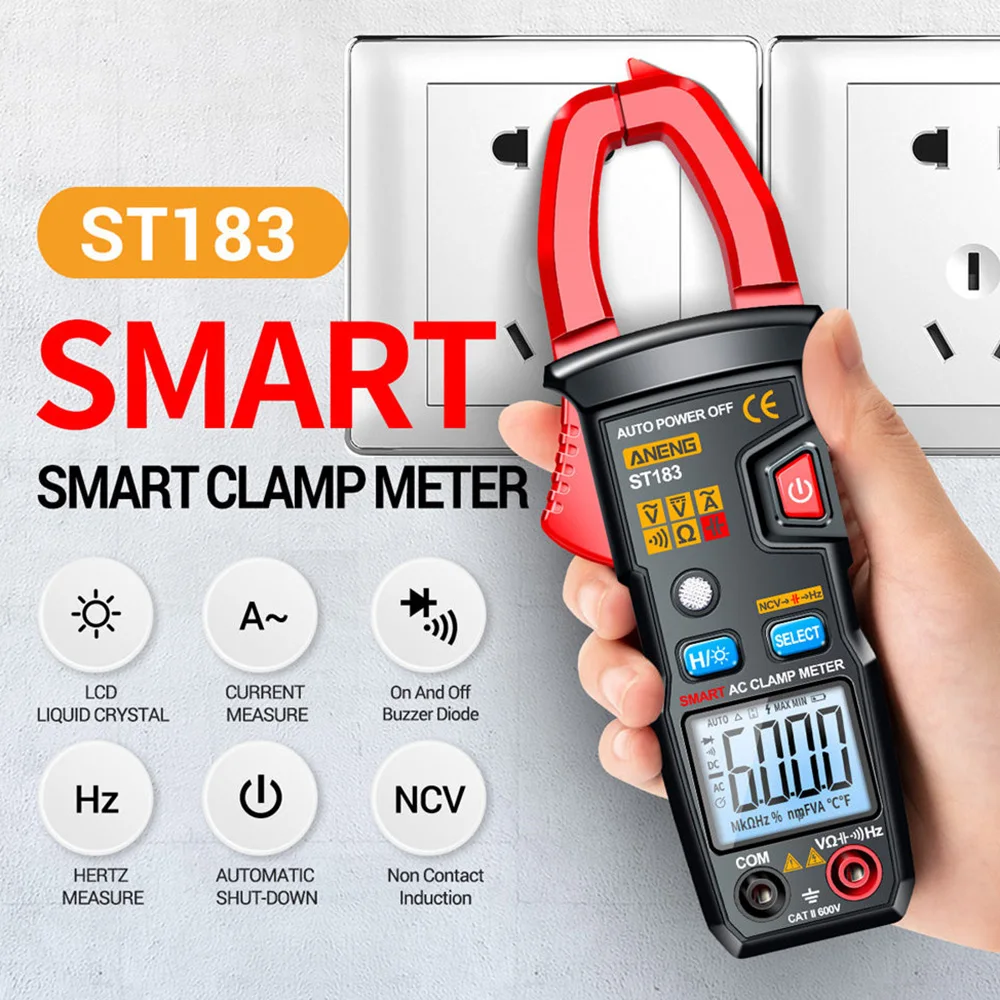 ST181/ST182/ST183 Digital Clamp Meter DC/AC Current 4000 Counts Multimeter Ammeter Voltage Tester Car Amp Hz Capacitance NCV Ohm
ST181/ST182/ST183 Digital Clamp Meter DC/AC Current 4000 Counts Multimeter Ammeter Voltage Tester Car Amp Hz Capacitance NCV Ohm