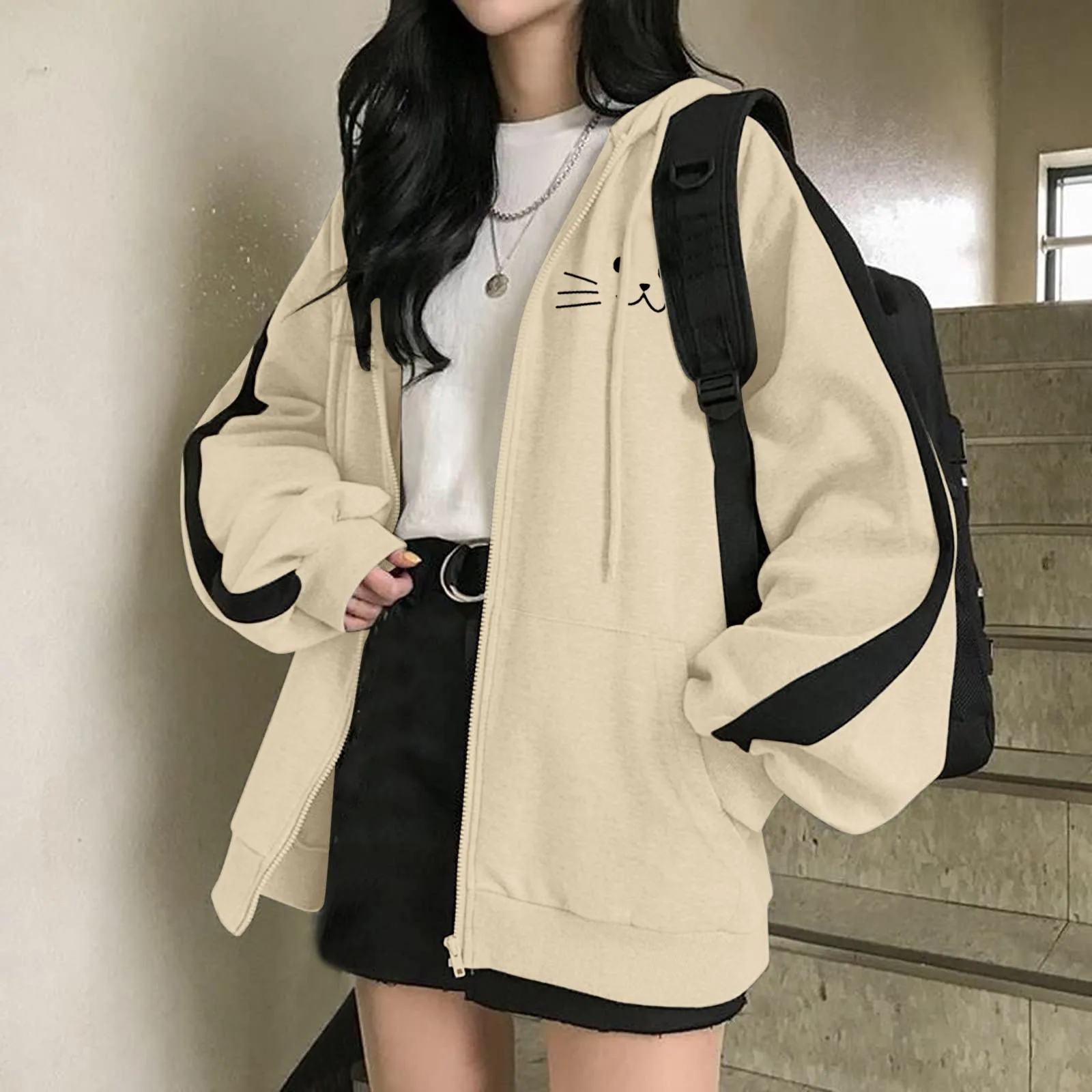 Harajuku Women Sweatshirts Korean Version Oversized Solid Zip Up Hoodies Jacket Retro Long Sleeve Fleece Hooded Sweatshirt Coats
Harajuku Women Sweatshirts Korean Version Oversized Solid Zip Up Hoodies Jacket Retro Long Sleeve Fleece Hooded Sweatshirt Coats