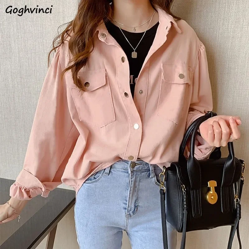 Blouses Shirts Women Spring Pockets Long Sleeve Fashion Solid Korean Style Loose Students Chic Womens Vintage Street Elegant New
Blouses Shirts Women Spring Pockets Long Sleeve Fashion Solid Korean Style Loose Students Chic Womens Vintage Street Elegant New