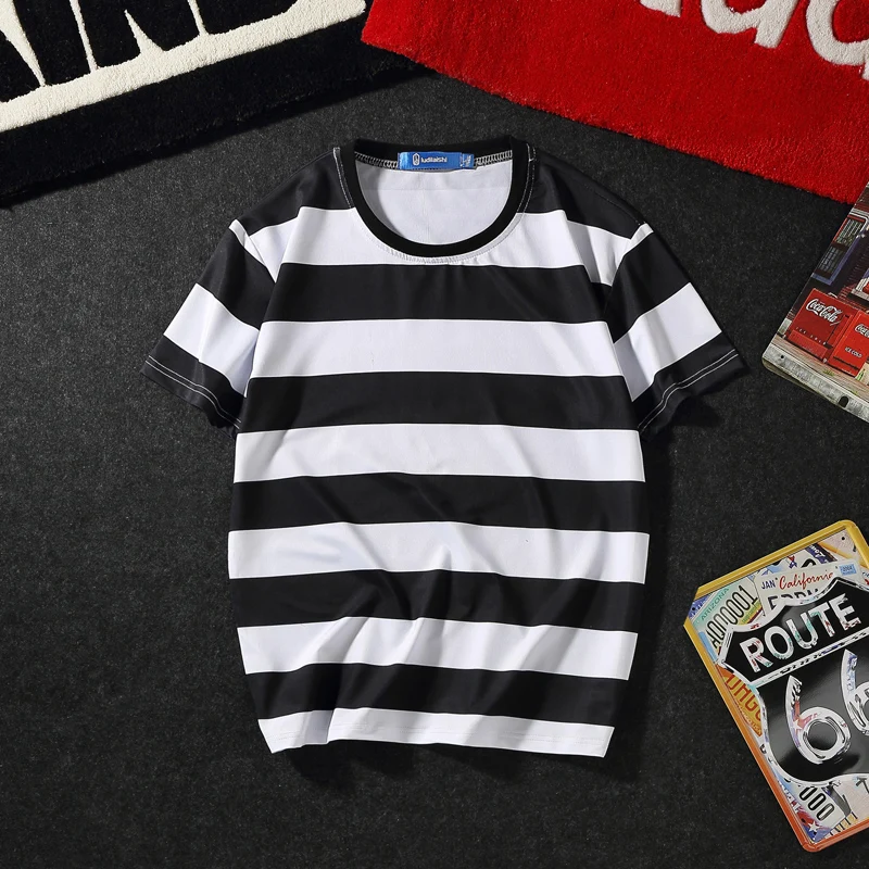 New Ice Silk Striped T-Shirt 2022 Summer Comfortable Breathable Fashion Short Sleeve Top Plus Size Versatile Couple Streetwear 
New Ice Silk Striped T-Shirt 2022 Summer Comfortable Breathable Fashion Short Sleeve Top Plus Size Versatile Couple Streetwear