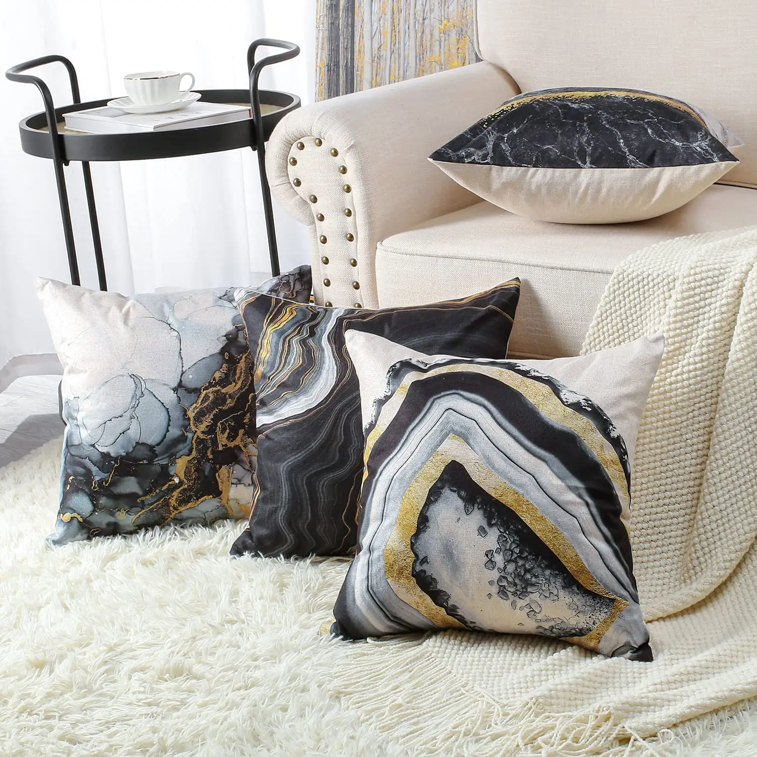 Black Gold Abstract Marbled Linen Cushion Cover for Car Living Room Sofa Bedroom Home Decor, 40x40 45x45 50x50 60x60 Pillowcase
Black Gold Abstract Marbled Linen Cushion Cover for Car Living Room Sofa Bedroom Home Decor, 40x40 45x45 50x50 60x60 Pillowcase