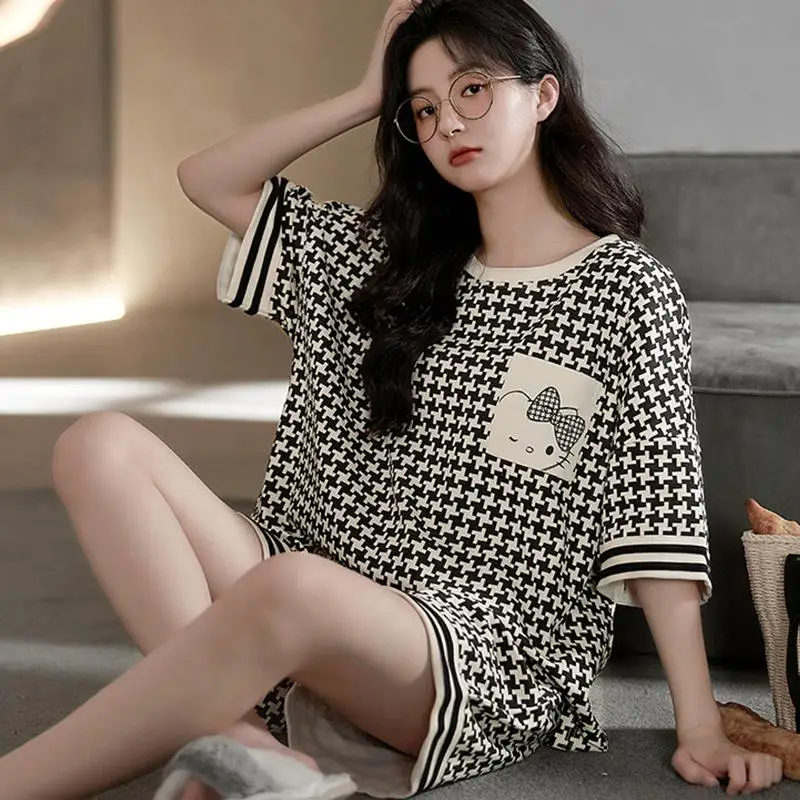 Kawaii Sanrios Hello Kitty летняя новая пижама из чистого хлопка для девочек свободные шорты с коротким рукавом в домашнем стиле
Kawaii Sanrios Hello Kitty летняя новая пижама из чистого хлопка для девочек свободные шорты с коротким рукавом в домашнем стиле