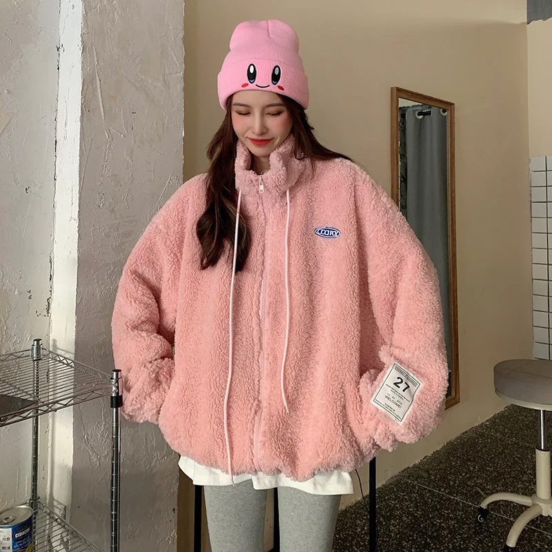 Осенне-зимние куртки, осенне-зимние пальто с отложным воротником, женские флисовые куртки, женские меховые Топы в Корейском стиле из овечьей шерсти 
Осенне-зимние куртки, осенне-зимние пальто с отложным воротником, женские флисовые куртки, женские меховые Топы в Корейском стиле из овечьей шерсти