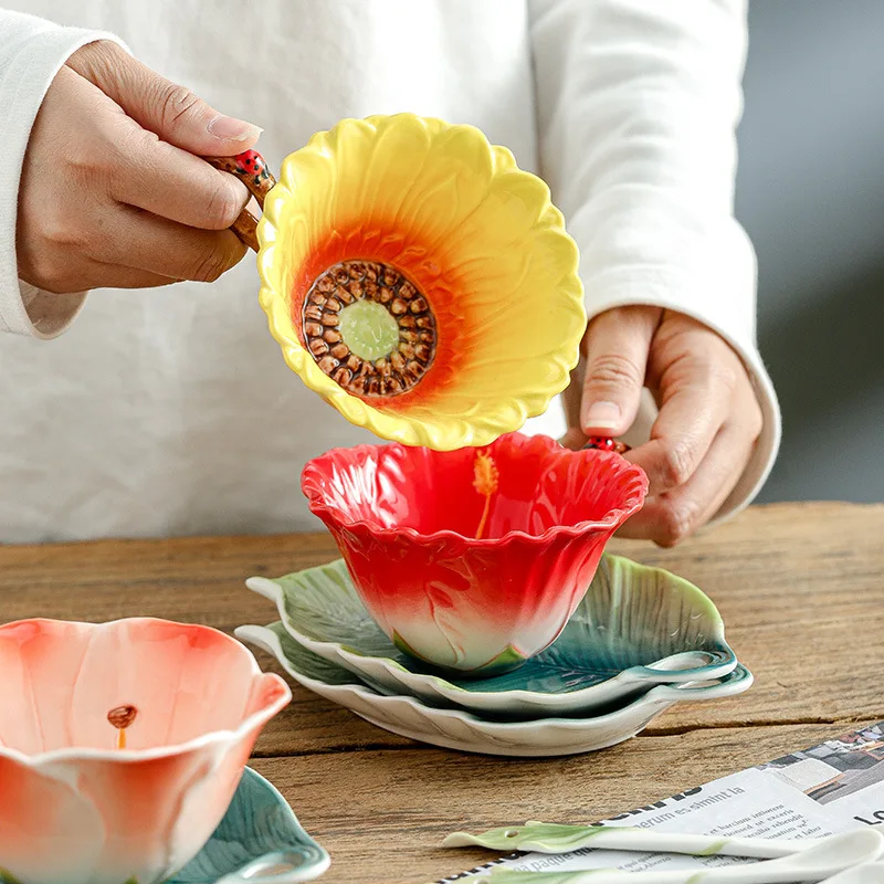 Creative Hand Painted 3D Hibiscus Sunflower Clivia Enamel Coffee Cup With Saucer Spoon Unique Personalized Tea Cup Set Tableware
Creative Hand Painted 3D Hibiscus Sunflower Clivia Enamel Coffee Cup With Saucer Spoon Unique Personalized Tea Cup Set Tableware