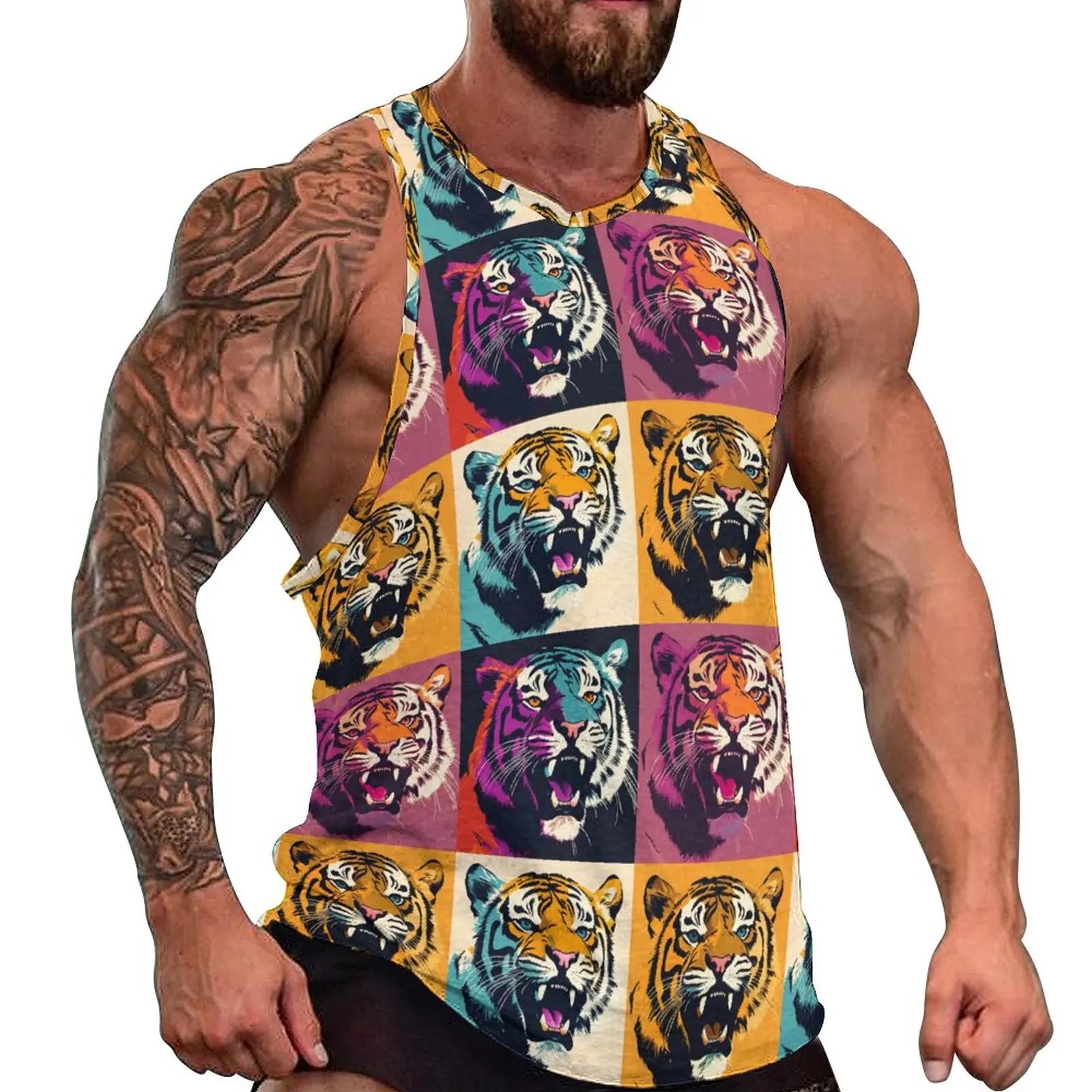Tiger Tank Top Man's Memes Style Pop Art Gym Oversized Tops Summer Cool Design Sleeveless Vests
Tiger Tank Top Man's Memes Style Pop Art Gym Oversized Tops Summer Cool Design Sleeveless Vests