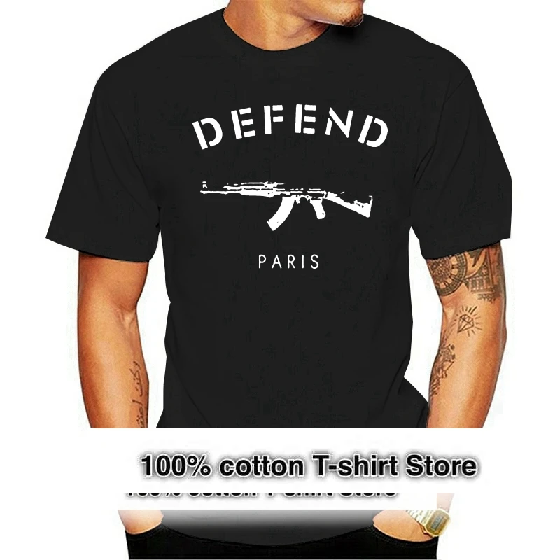 

Defend Paris AK47 Trendy Short sleeved T shirt Black M Fashion Tshirt For Men Clothing Cotton Cool Men's T Shirt Men Women