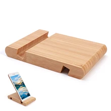 For Desk Hands Free Accessories Tablet Stand Phone Holder Video Watching Natural Bamboo Mobile Phone Support Stand Double Slots