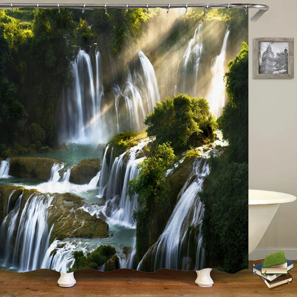 3D Waterfall Forest natural Landscape printing bathroom waterproof shower curtain polyester bath curtain home decoration curtain
3D Waterfall Forest natural Landscape printing bathroom waterproof shower curtain polyester bath curtain home decoration curtain
