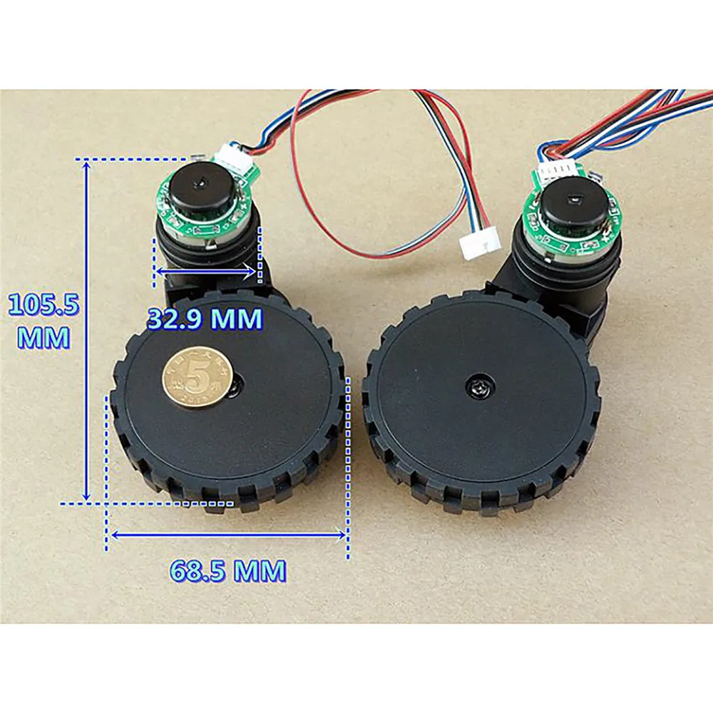 Wheel Assembly with Motor for Robot Vacuum Cleaner DC 12V 100mA Left and Righ wheel Ratio 1:63 With Encoder
Wheel Assembly with Motor for Robot Vacuum Cleaner DC 12V 100mA Left and Righ wheel Ratio 1:63 With Encoder