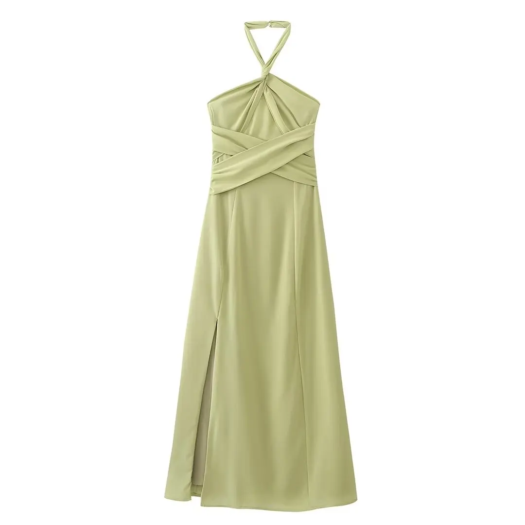 Drapped Halter Dress Women Elegant Sleeveless Slit Camisole Dresses Party Prom Clothing Female 2023 Summer New
Drapped Halter Dress Women Elegant Sleeveless Slit Camisole Dresses Party Prom Clothing Female 2023 Summer New