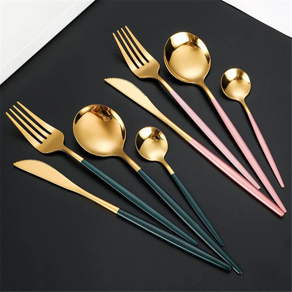 Stainless Steel Gold Dinnerware Set Kitchen Green Gold Cutlery Set Knife Fork Spoon Flatware Cutlery Set Bright Light
Stainless Steel Gold Dinnerware Set Kitchen Green Gold Cutlery Set Knife Fork Spoon Flatware Cutlery Set Bright Light