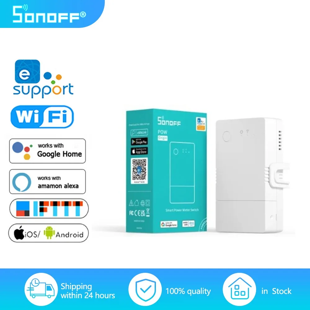 

SONOFF POW Origin 16A Wi-Fi Интеллектуальный измеритель мощности переключатель, приложение для умного дома, беспроводной пульт дистанционного управления через eWeLink AndAlexa Google Home