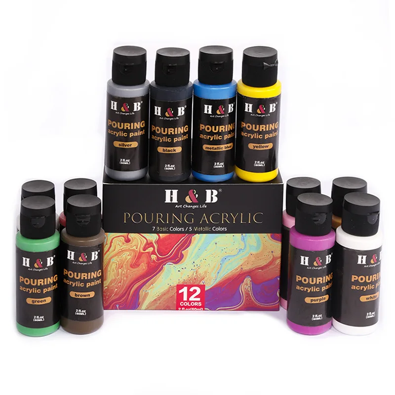 12-color Metal Fluid Acrylic Set 60ml Liquid Painting Paint Delicate and Smooth DIY Graffiti Student Art Supplies
12-color Metal Fluid Acrylic Set 60ml Liquid Painting Paint Delicate and Smooth DIY Graffiti Student Art Supplies