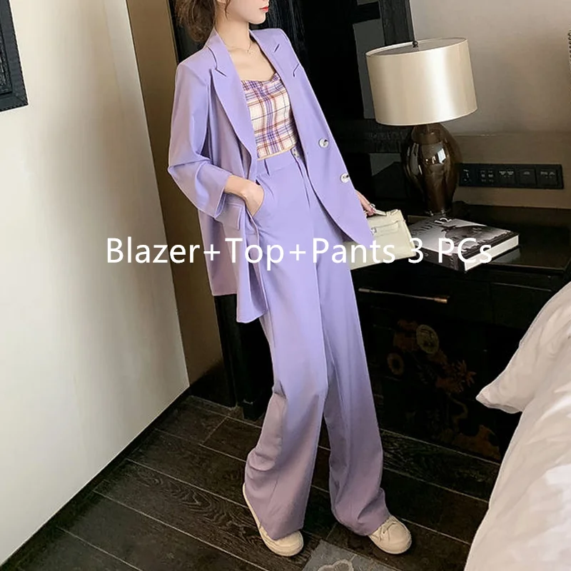 Korean Autumn Fashion Vintage Casual Loose Women Blazer Jackets + High Waist Wide Leg Suits Pants 3 Pieces Set Office Lady Tanks
Korean Autumn Fashion Vintage Casual Loose Women Blazer Jackets + High Waist Wide Leg Suits Pants 3 Pieces Set Office Lady Tanks