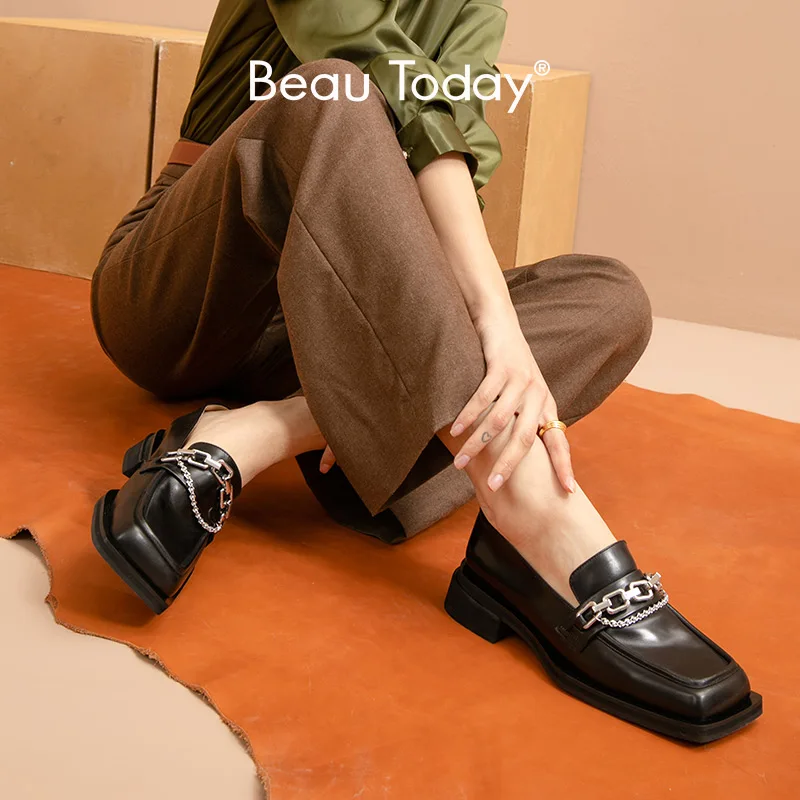BeauToday Loafers Women Calfskin Leather Square Toe Metal Chain Bead Decor Slip on Retro Ladies Flat Shoes Handmade 26049
BeauToday Loafers Women Calfskin Leather Square Toe Metal Chain Bead Decor Slip on Retro Ladies Flat Shoes Handmade 26049
