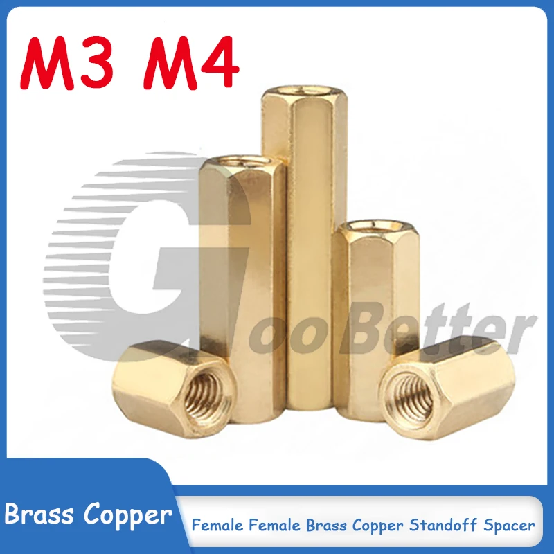 

M3 M4 Hex Female Female Brass Copper Standoff Spacer Hexagonal Stud Spacer Hollow Pillars L=4-60mm