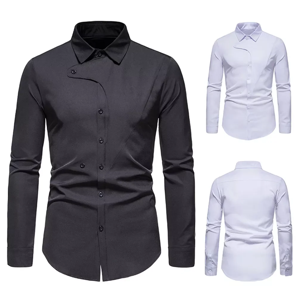 US Size Men's Spring New Oblique Button Irregular Henry Collar Business Casual Long Sleeve Shirt Dress Shirt
US Size Men's Spring New Oblique Button Irregular Henry Collar Business Casual Long Sleeve Shirt Dress Shirt