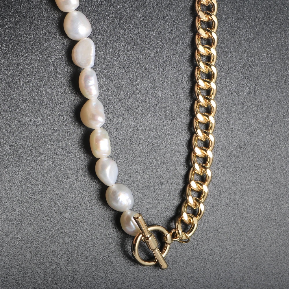 Fashion Jewelry Cuban Chain Splicing Pearl Chain OT Buckle Freshwater Pearl Necklace For Women Stainless Steel Choker Necklace
Fashion Jewelry Cuban Chain Splicing Pearl Chain OT Buckle Freshwater Pearl Necklace For Women Stainless Steel Choker Necklace