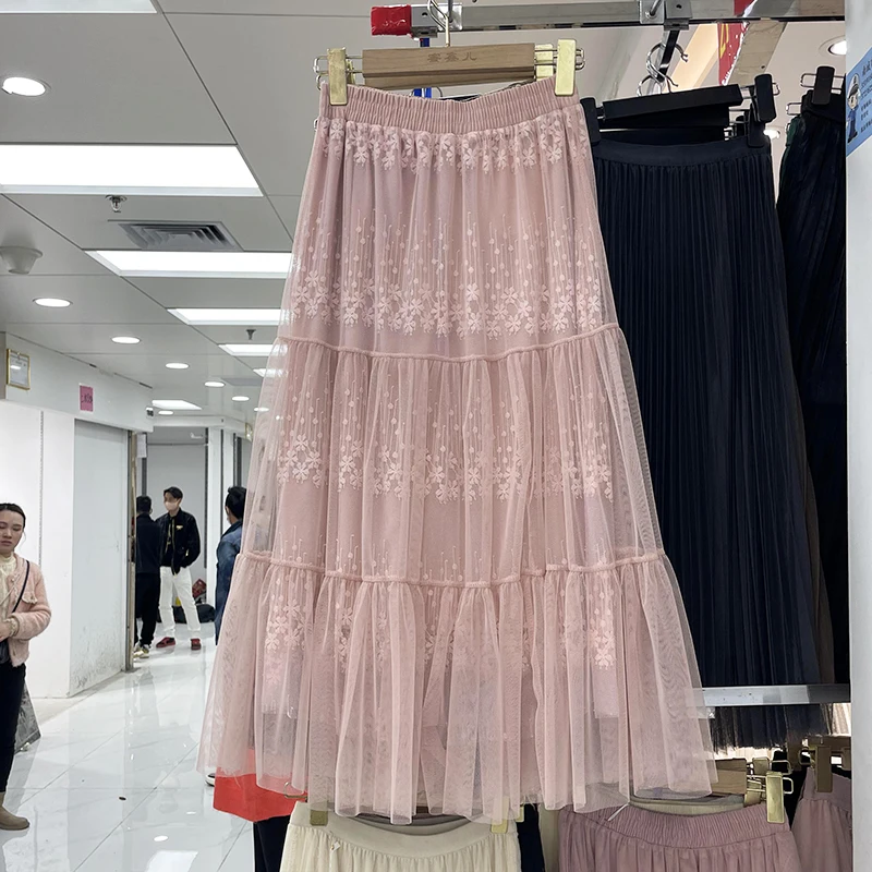 Mesh Lace High-Waisted Skirt Mid-Length Gentle Faldas Mujer Moda Korean Fashion Skirts Casual Spring New All-Match Dropshipping
Mesh Lace High-Waisted Skirt Mid-Length Gentle Faldas Mujer Moda Korean Fashion Skirts Casual Spring New All-Match Dropshipping