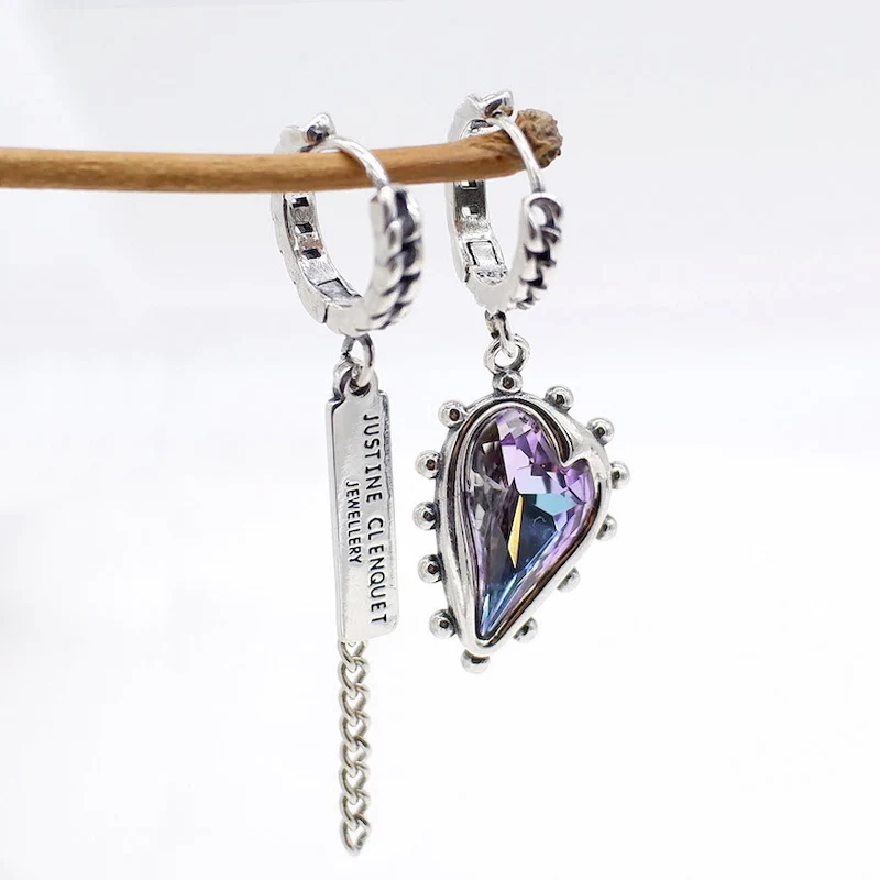 Vintage Purple Crystal Heart Asymmetrical Drop Dangle Hoop Earrings For Women Long Tassel Earring Fashion Jewelry Gift Party 
Vintage Purple Crystal Heart Asymmetrical Drop Dangle Hoop Earrings For Women Long Tassel Earring Fashion Jewelry Gift Party