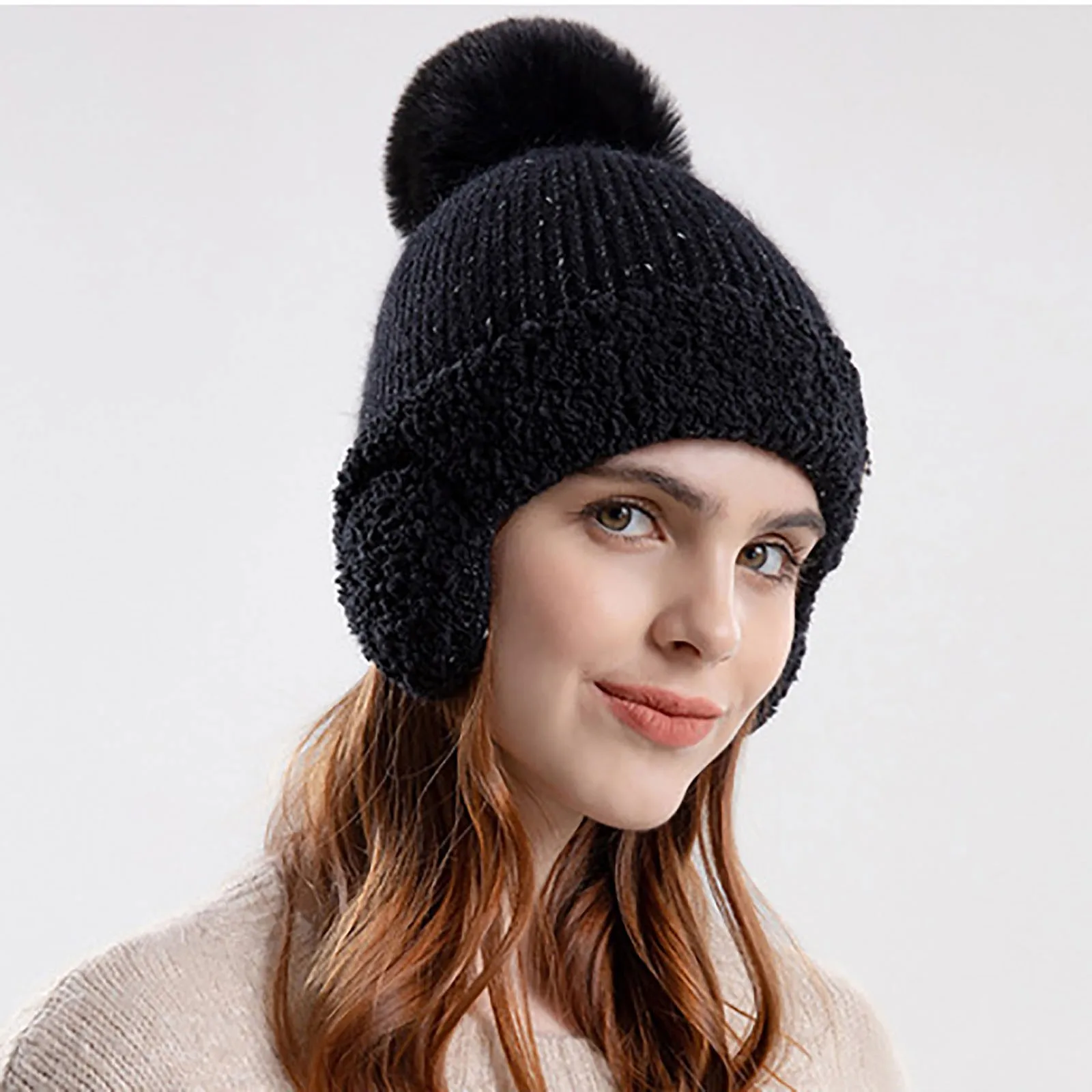 

Women's Knitted Hats Can Hang Outdoor Warm Woolen Hats Women's Winter Hats 2022 Hat New Fashion Wool Knitted Beanie hat new