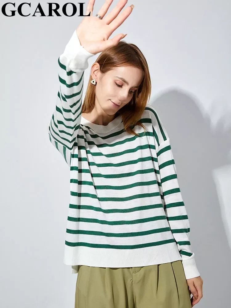 GCAROL Women Color Spliced Stripes Sweater Drop Shoulder Loose Elegant Knit Pullover Soft Stretch Spring Autumn Winter Jumper
GCAROL Women Color Spliced Stripes Sweater Drop Shoulder Loose Elegant Knit Pullover Soft Stretch Spring Autumn Winter Jumper