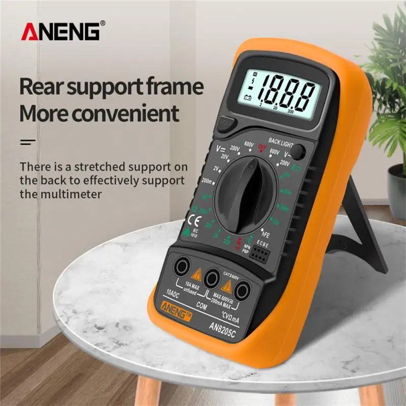 AN8205C Digital Multimeter AC/DC Ammeter Volt Ohm Tester Meter Multimetro With Thermocouple LCD Backlight Portable
AN8205C Digital Multimeter AC/DC Ammeter Volt Ohm Tester Meter Multimetro With Thermocouple LCD Backlight Portable