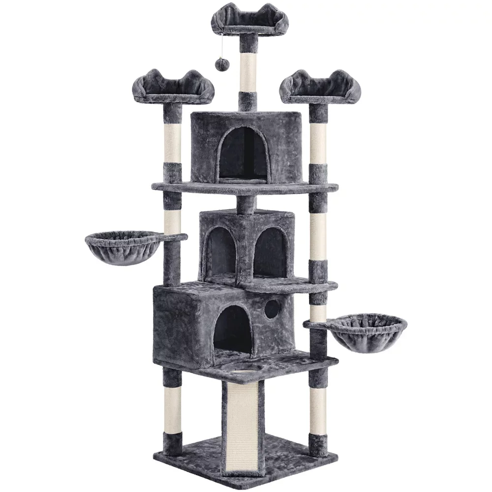

76.5inch Large Cat Tree Tower with 3 Condos, Dark Gray, Cat Supplies, Cat Climbing Racks,So That Cats Can Play Happily At Home