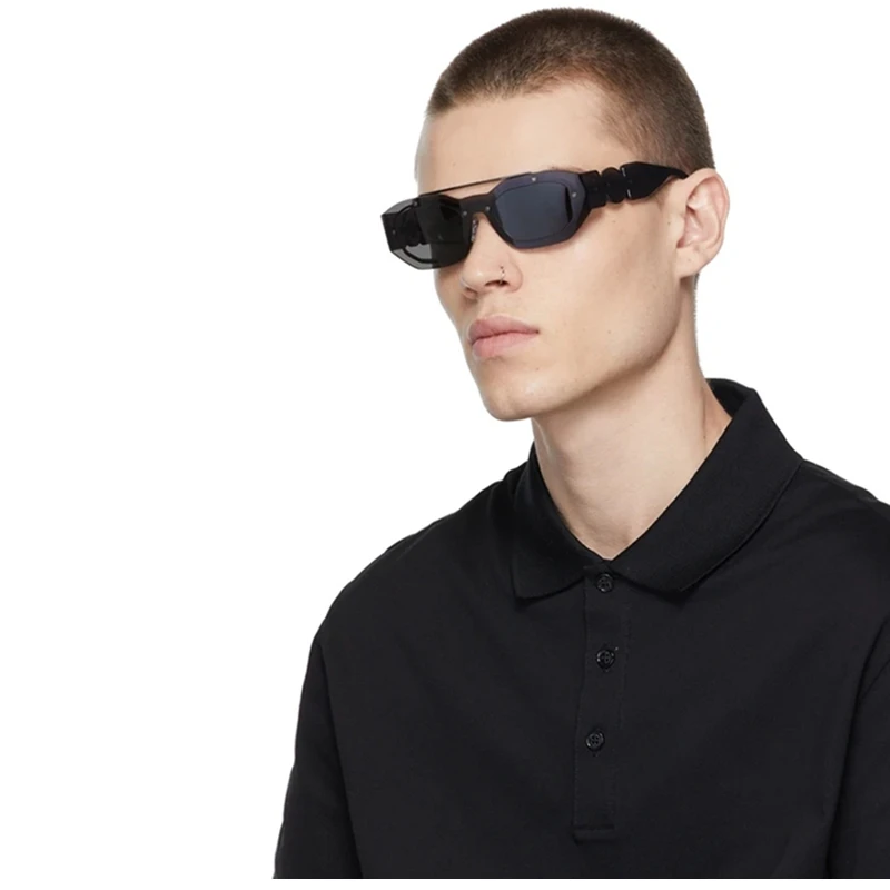 

2022 New Fashion Square Double Beam Rivets Medusa Sunglasses For Men Small Rectangle Sun Glasses Women Gafas Oculos De Sol UV400