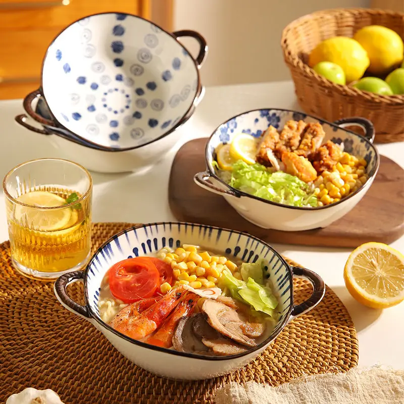 Household Double Ear Soup Bowl Noodle Bowl Japanese Ceramic Anti-scalding Bowl Creative Tableware
Household Double Ear Soup Bowl Noodle Bowl Japanese Ceramic Anti-scalding Bowl Creative Tableware