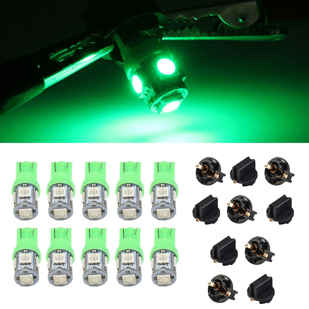 Replacement Car light socket 10pcs Green T10 5050 SMD 3 Tri-Chips Plastic&LED Bulbs Instrument Panel Gauge Cluster Dash
Replacement Car light socket 10pcs Green T10 5050 SMD 3 Tri-Chips Plastic&LED Bulbs Instrument Panel Gauge Cluster Dash