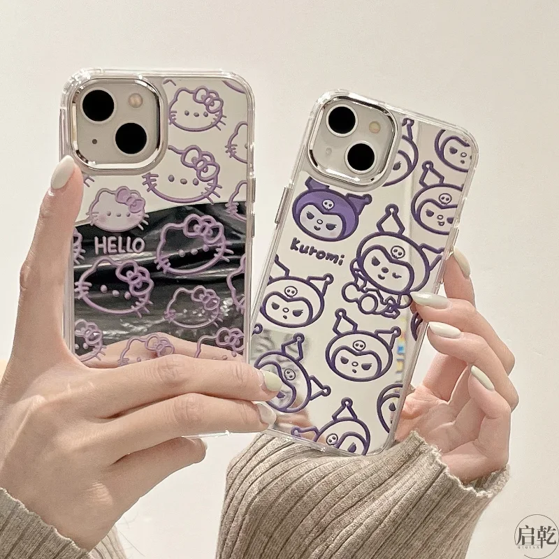 Зеркальный акриловый полноразмерный чехол Sanrio с изображением милого Kuromi Kitty iPhone14promax Apple 13 
Зеркальный акриловый полноразмерный чехол Sanrio с изображением милого Kuromi Kitty iPhone14promax Apple 13