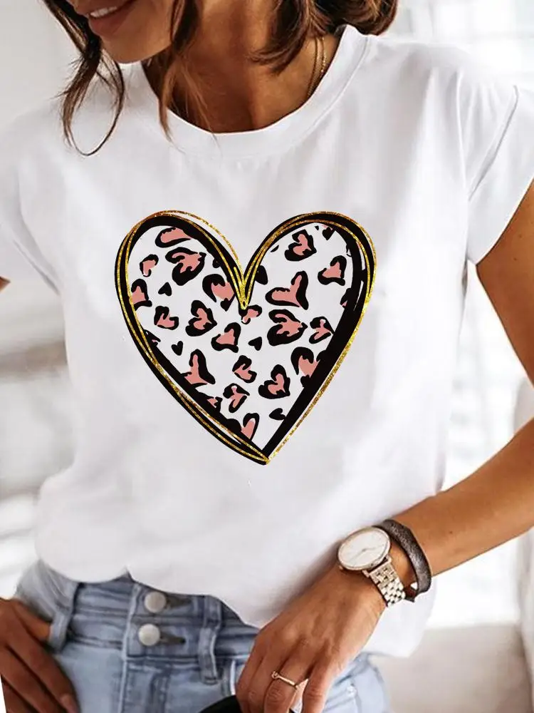 Leopard Love Heart Sweet Women Print Summer T Clothing Clothes Fashion Casual T-shirts Short Sleeve Ladies Female Graphic Tee
Leopard Love Heart Sweet Women Print Summer T Clothing Clothes Fashion Casual T-shirts Short Sleeve Ladies Female Graphic Tee