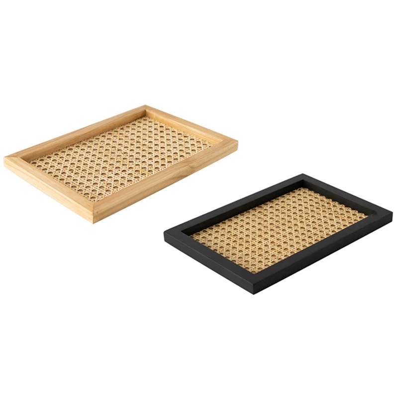 2X Rattan Woven Tray Wooden Handmade Ins Wind Rectangular Geometric Ornament Key Storage Tray-Rectangular Black & Wood
2X Rattan Woven Tray Wooden Handmade Ins Wind Rectangular Geometric Ornament Key Storage Tray-Rectangular Black & Wood