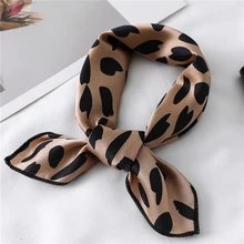 Women Small Satin Silk Scarf Square Print Wrap Foulard Femme Handkerchief Bandana Neck Hair Skinny Tie Scarves Shawls